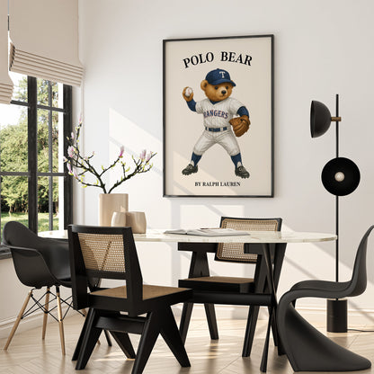 Rangers Polo Bear Poster, USA Bear Print – Physical Print (D83.0)