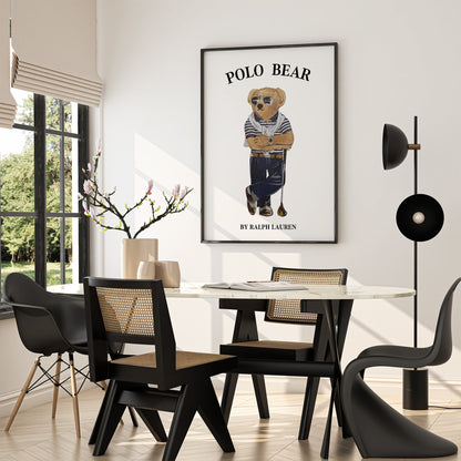Luxury Polo Bear Poster, Digital Download (C211)