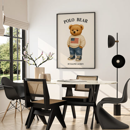 American Flag Sweater Bear Poster