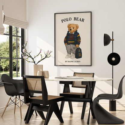 Polo Bear Poster, Cute Bear Print – Physical Print (D43)