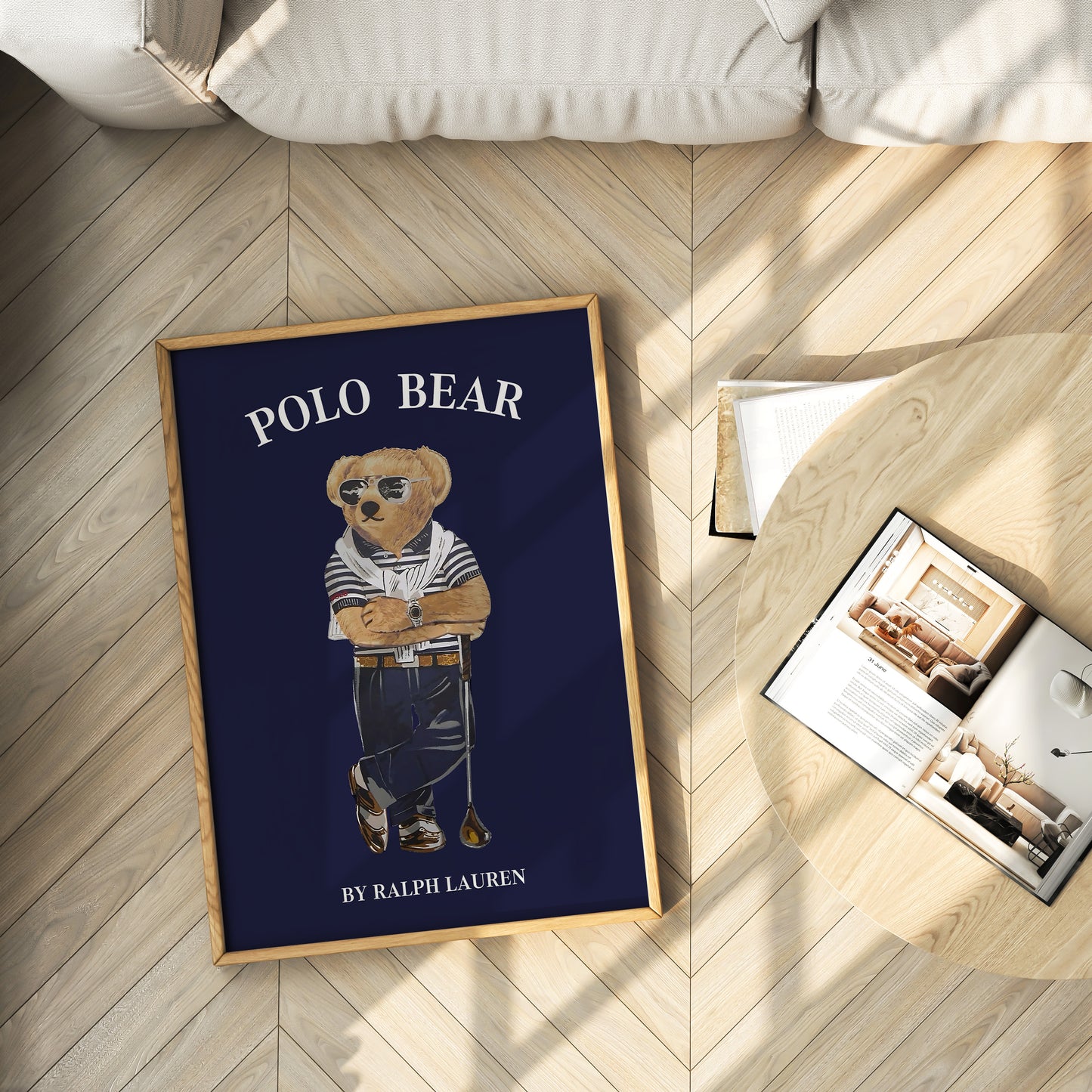 Preppy Bear Golfing Print