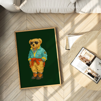 Luxury Green Bear Poster, Digital Download (D93)