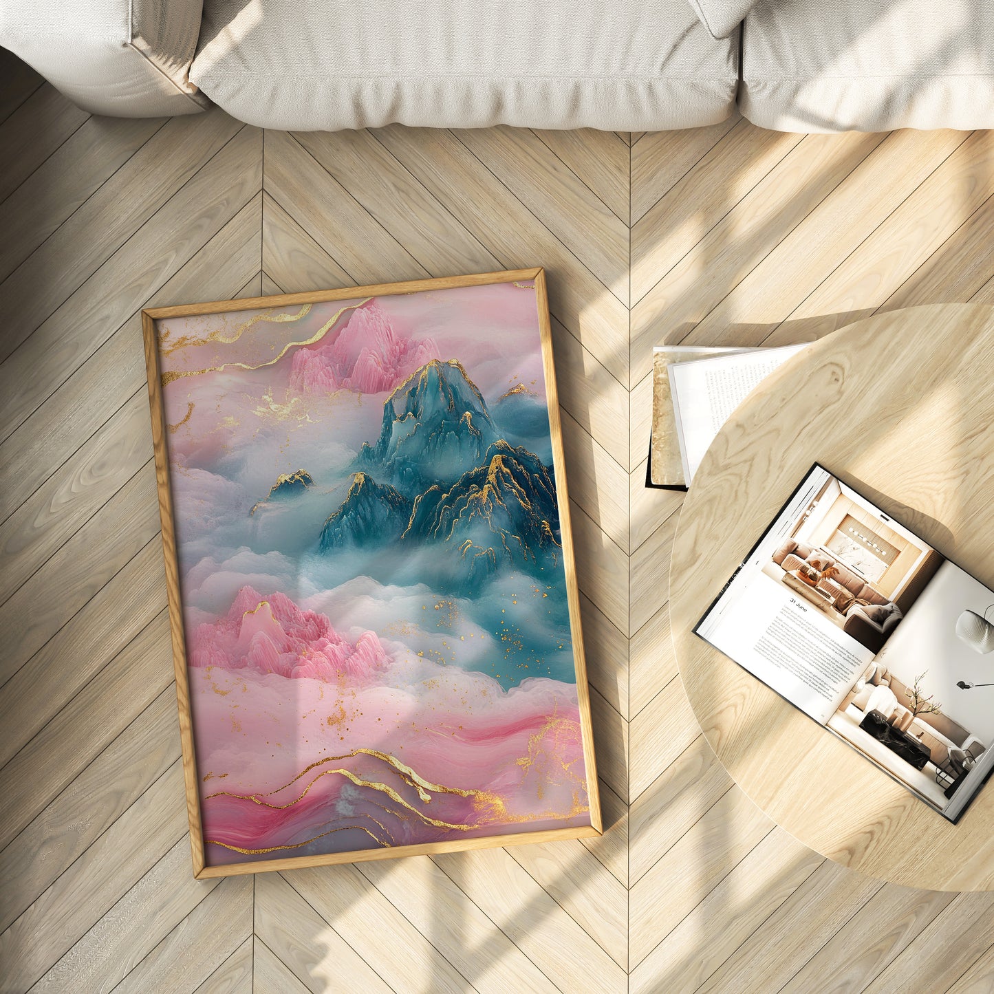 Majestic Blue and Gold Mountain Poster