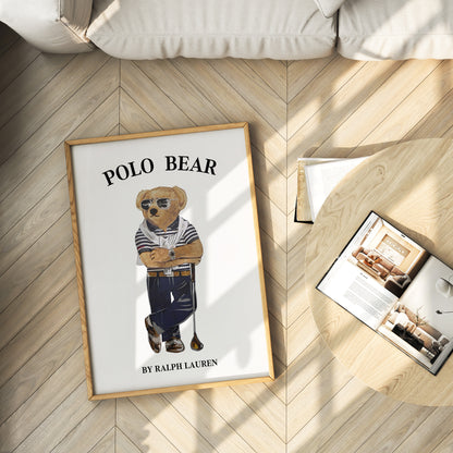 Luxury Polo Bear Poster, Digital Download (C211)