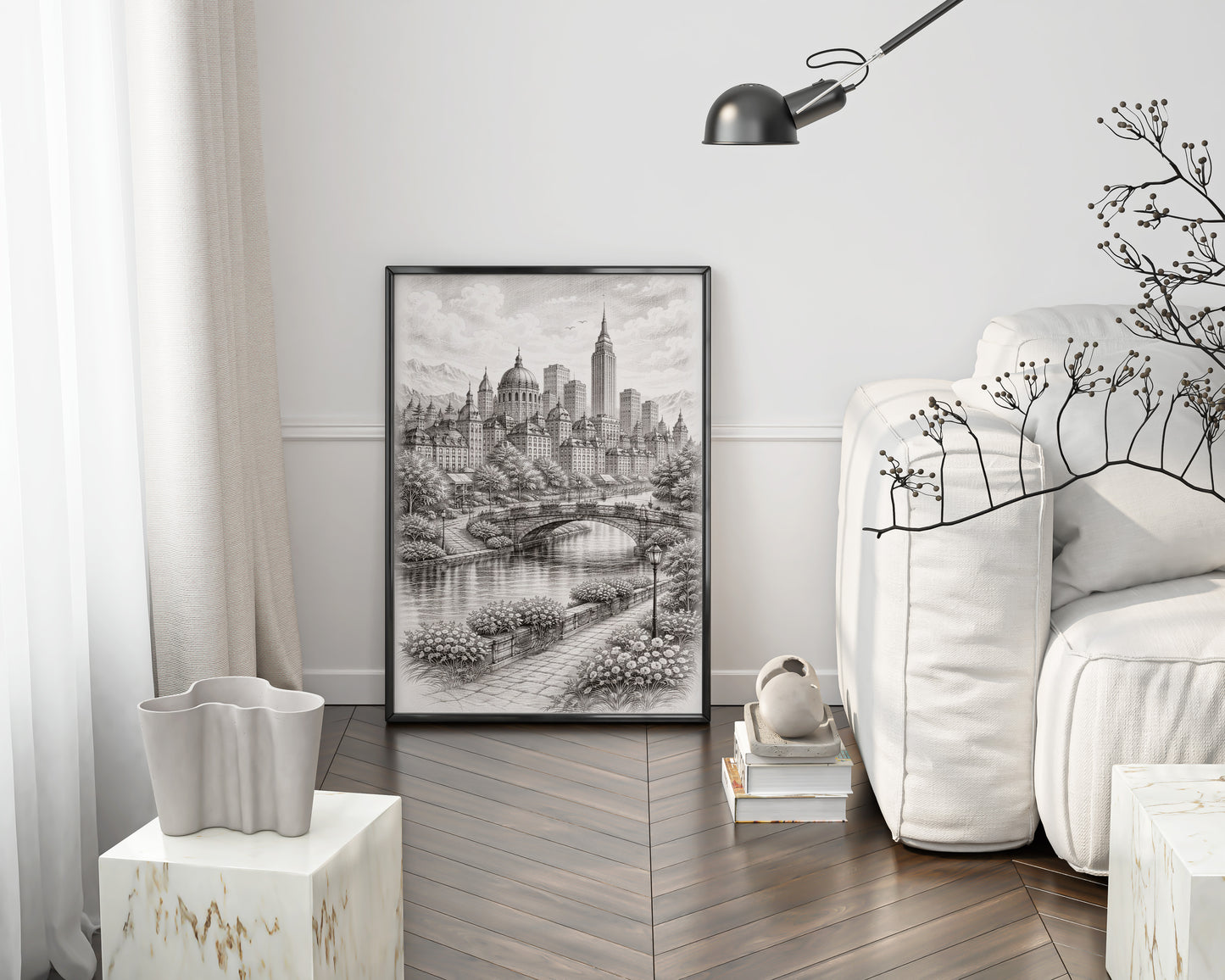 Classical City River Sketch Wall Art
