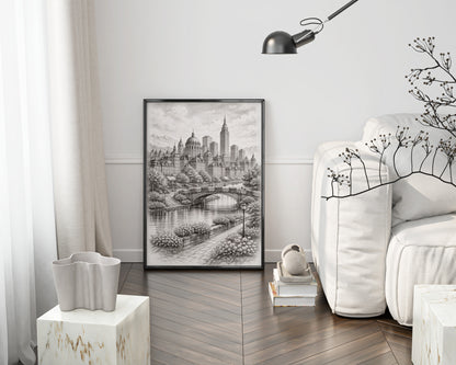 Classical City River Sketch Wall Art