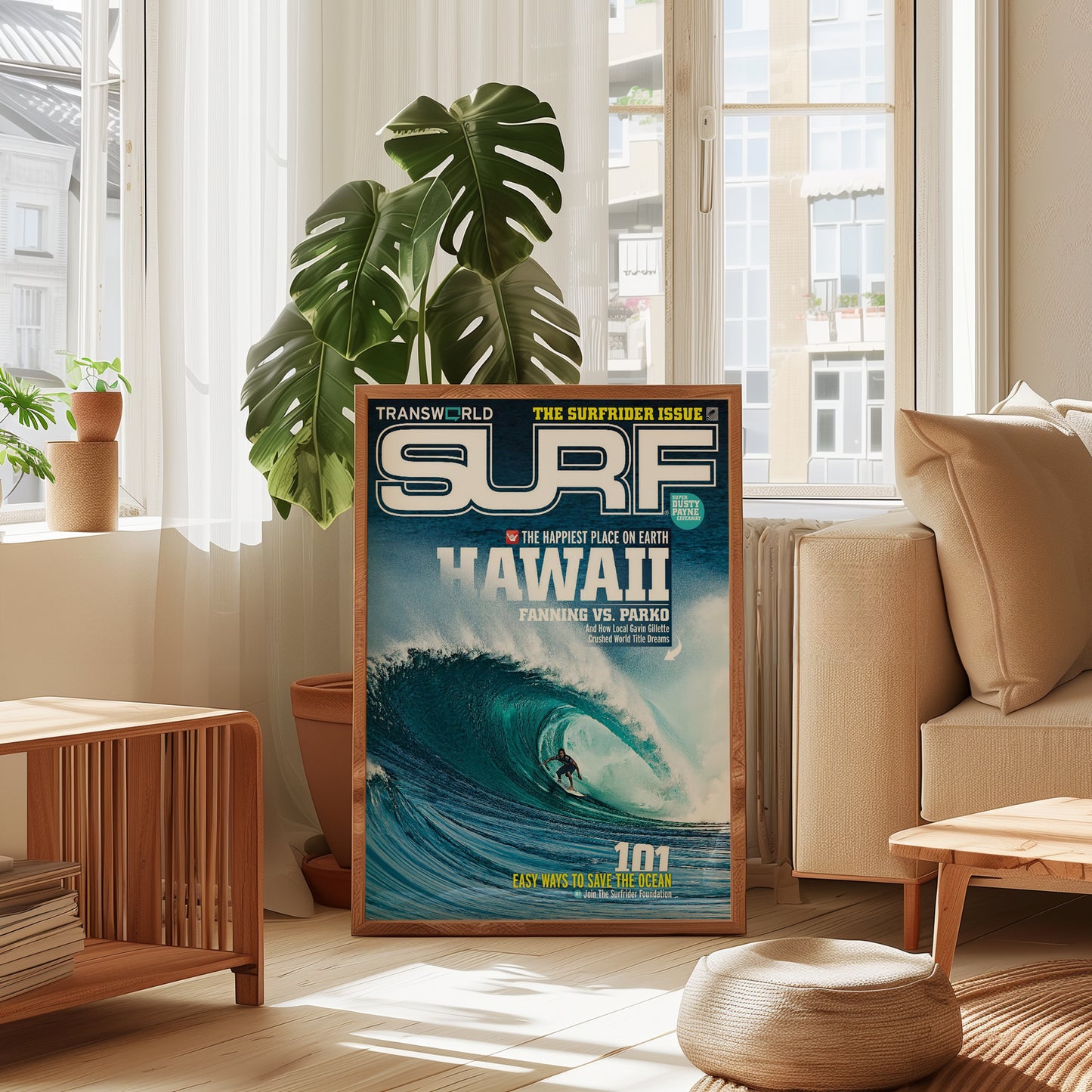 Vintage Hawaii Surfer Barrel Cover Poster