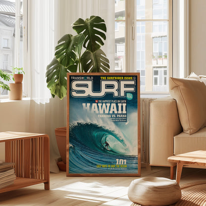 Vintage Hawaii Surfer Barrel Cover Poster