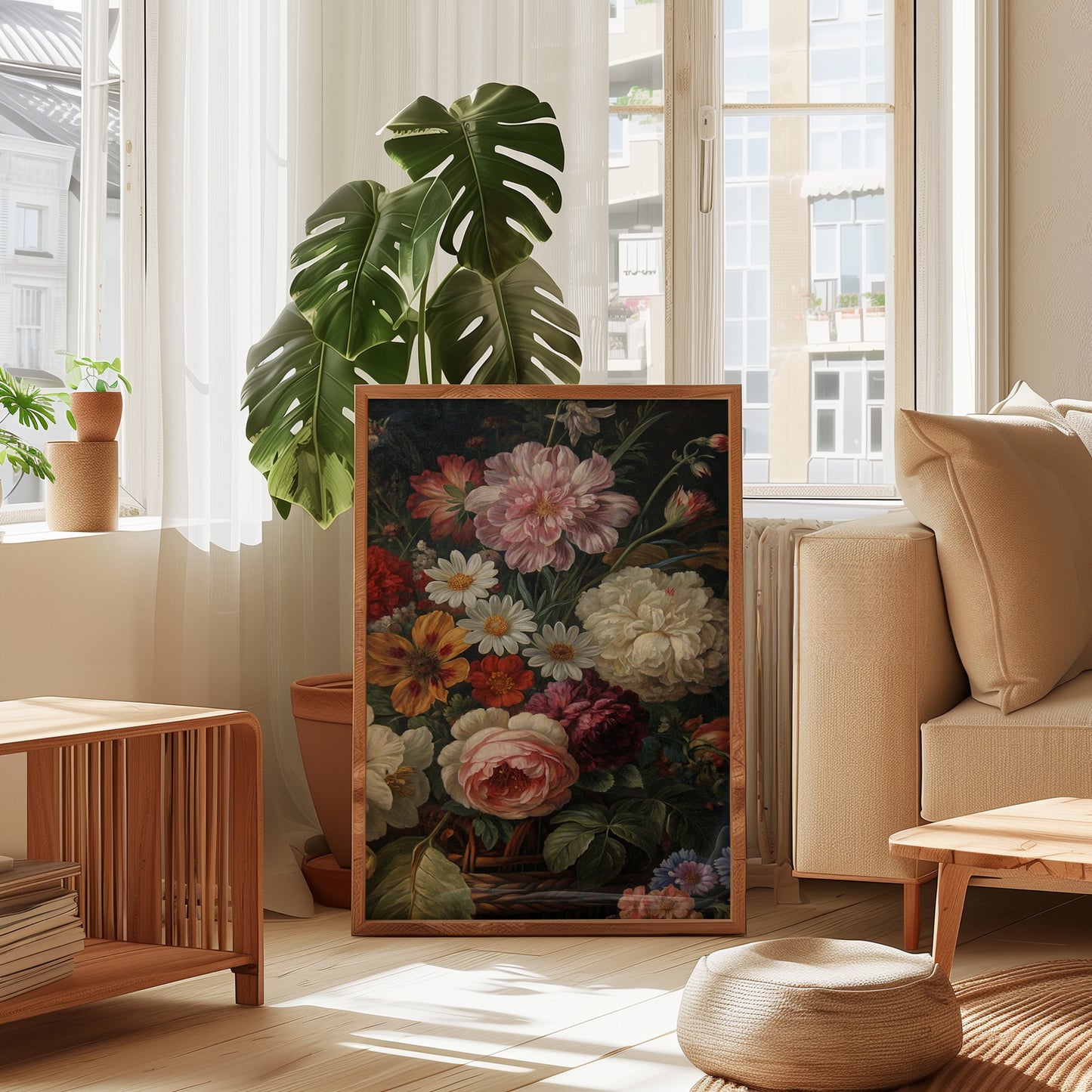 Dutch Moody Floral Basket Wall Art