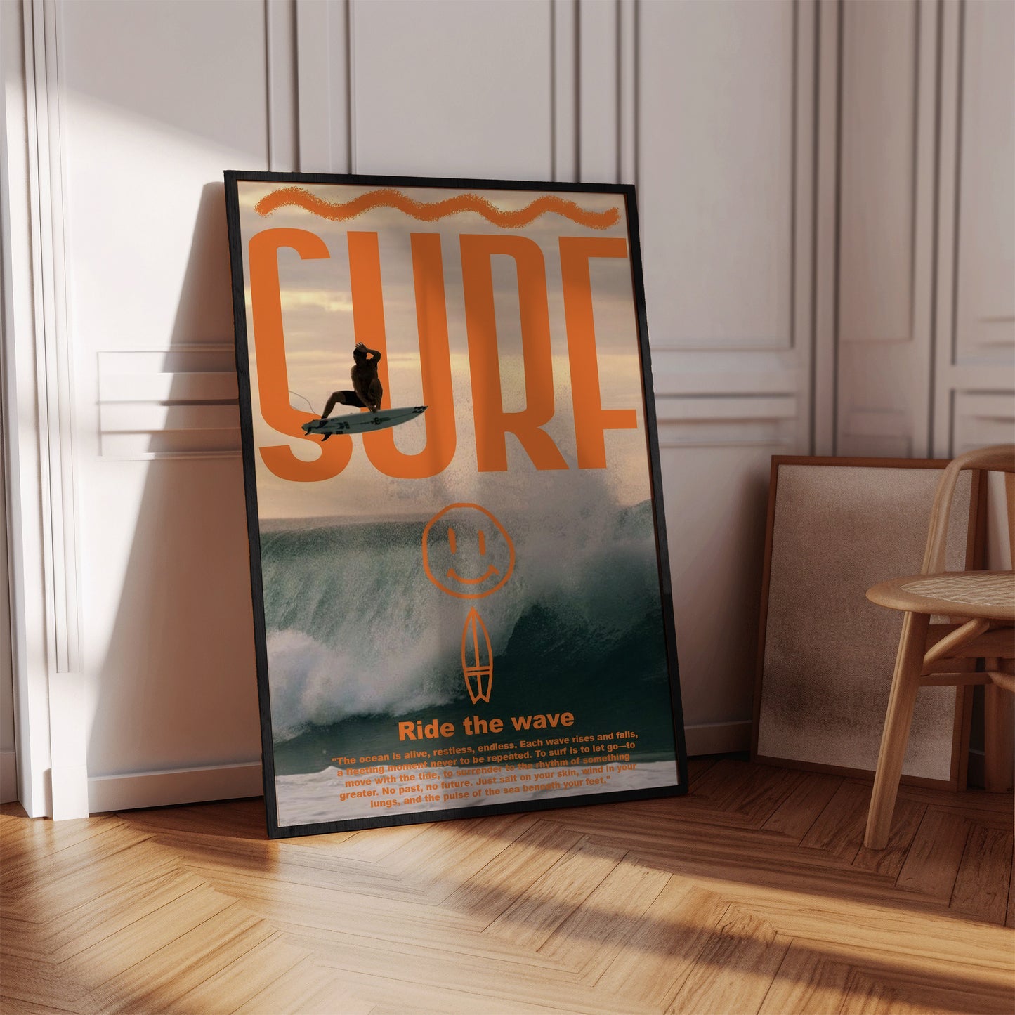 Retro Surfer Silhouette Wall Art
