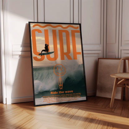 Retro Surfer Silhouette Wall Art