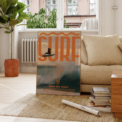 Retro Surfer Silhouette Wall Art