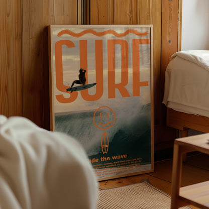 Retro Surfer Silhouette Wall Art