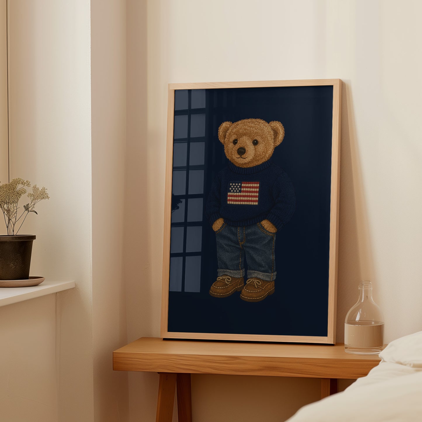 USA Polo Bear Poster, Polo Decor – Physical Print (D18)