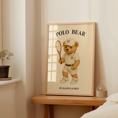 Preppy Tennis Teddy Bear Poster