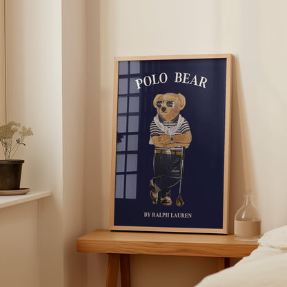 Preppy Bear Golfing Print