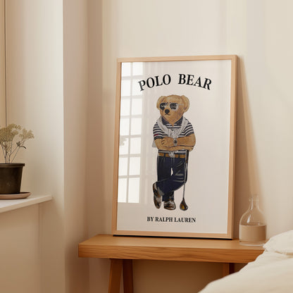 Luxury Polo Bear Poster, Digital Download (C211)