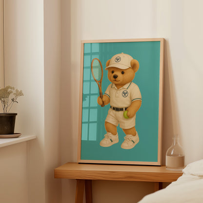 Tennis Bear Poster, Digital Download (D30)