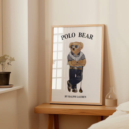 Polo Bear Wall Art, Nursery Print — Physical Poster (C211)