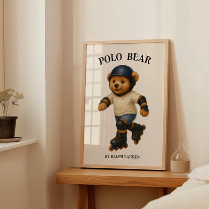 Skating Teddy Bear Poster