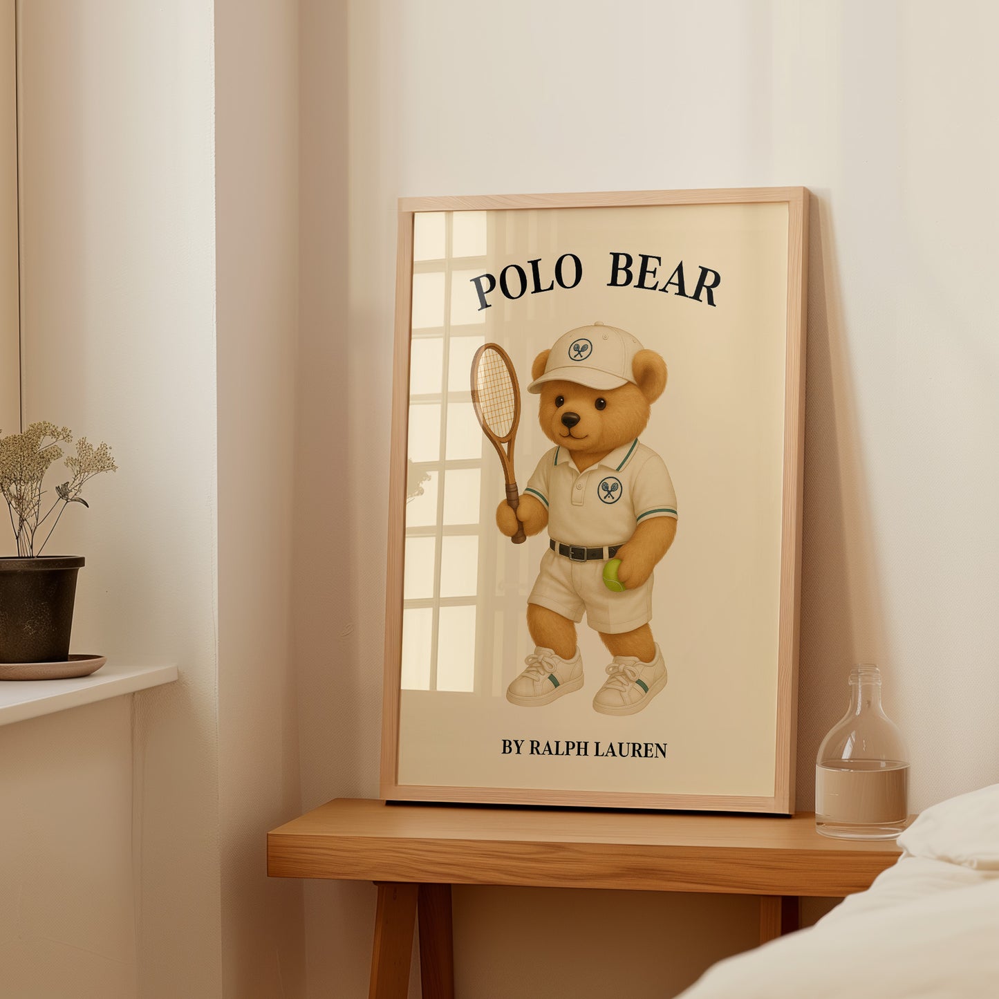 Tennis Bear Poster, Digital Download (D29)