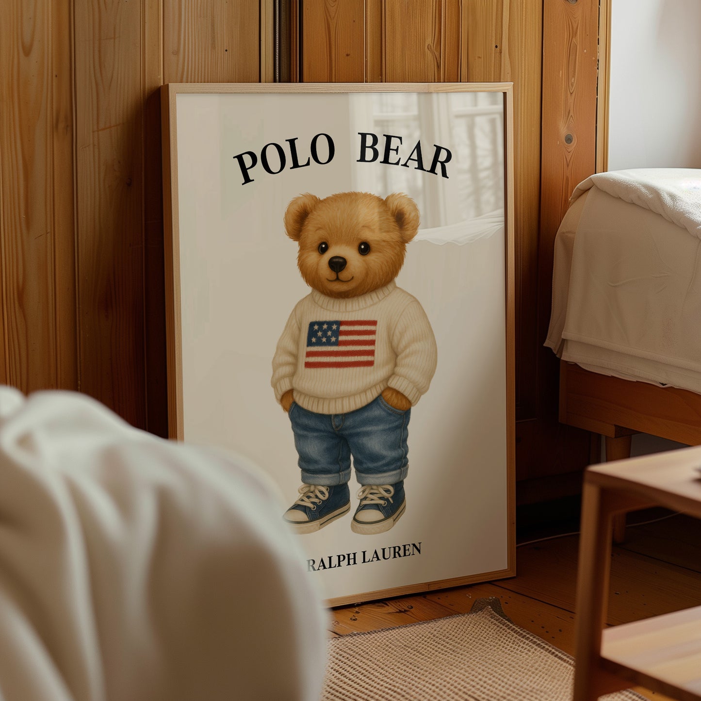 American Flag Sweater Bear Poster