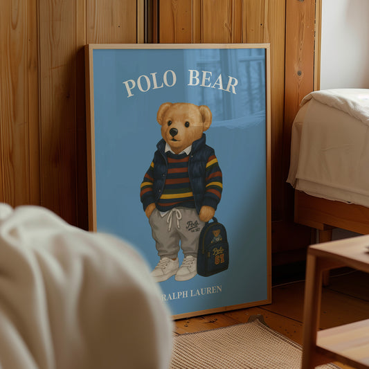 Polo Bear Poster, Cute Bear Print – Physical Print (D42)