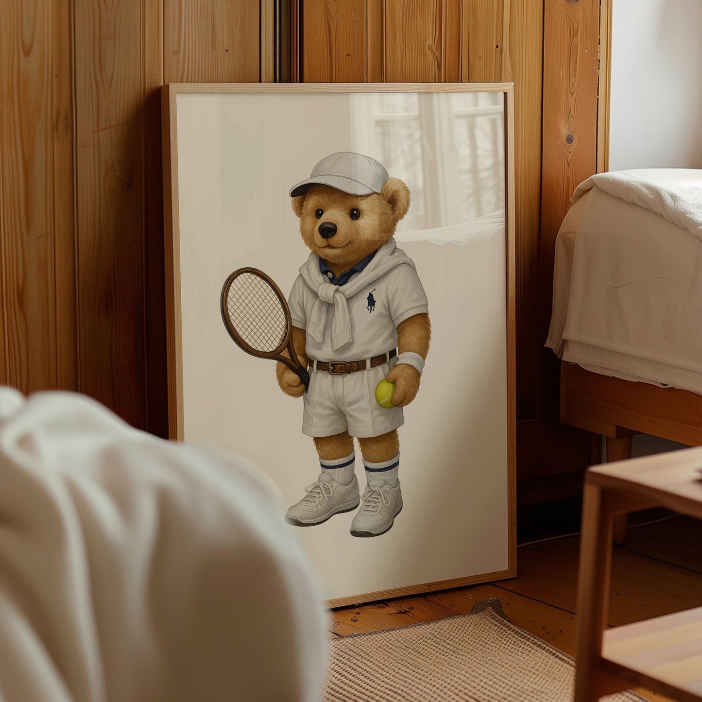 Tennis Bear Poster, Digital Download (D56)