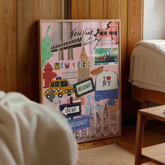 New York City Travel Collage Poster