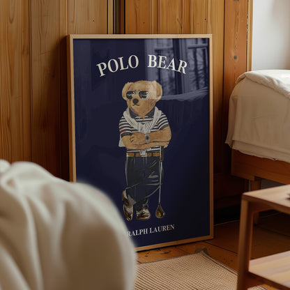 Preppy Bear Golfing Print