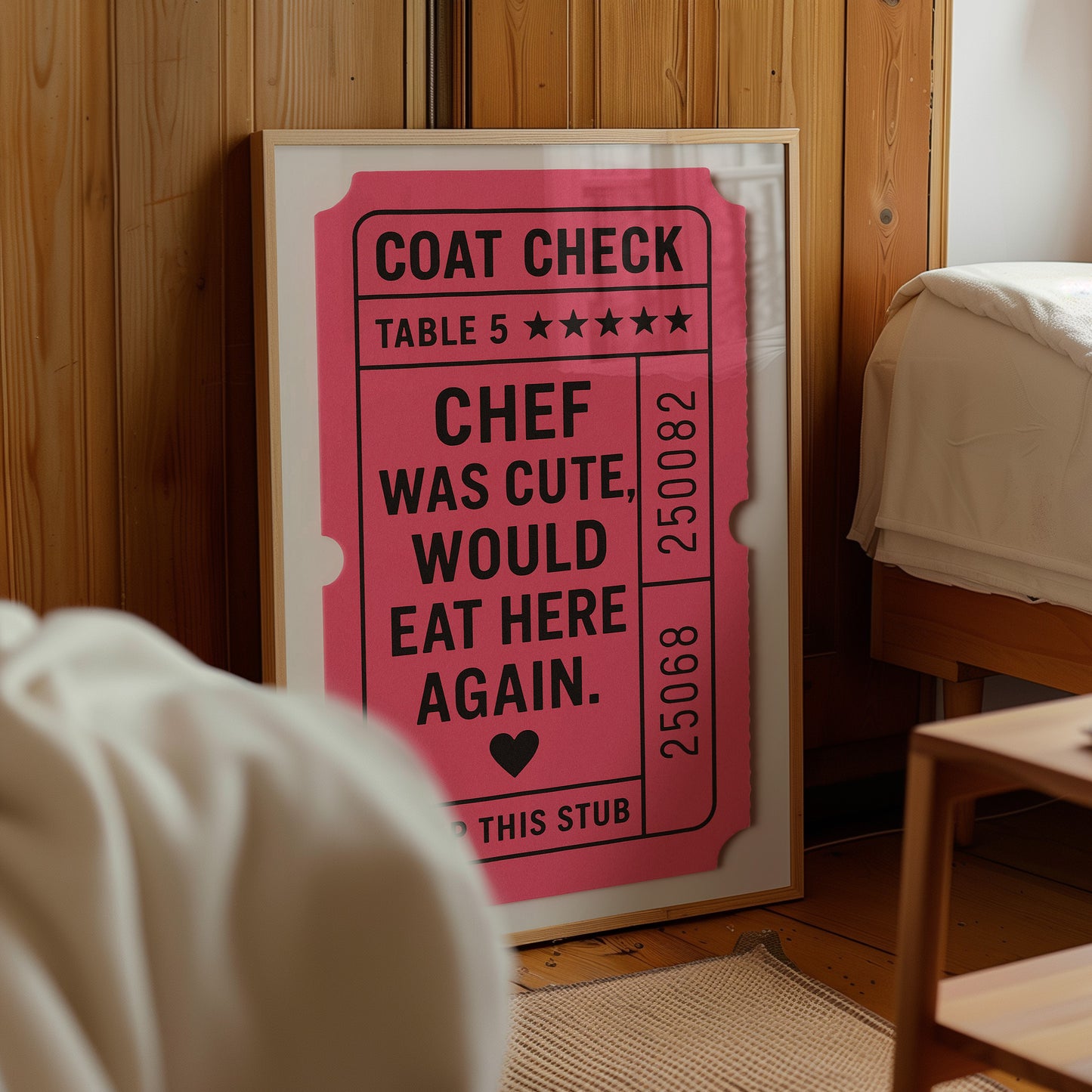 Chef Was Cute Guest Check Wall Art – Physical Poster (G02)