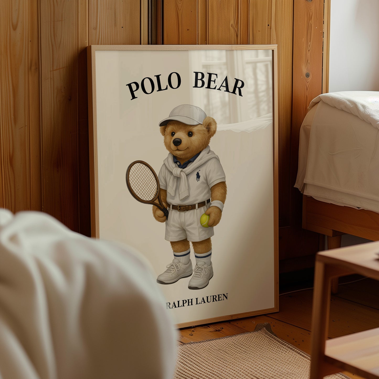 Tennis Polo Bear Poster, Sport Bear Print – Physical Print (D56.0)
