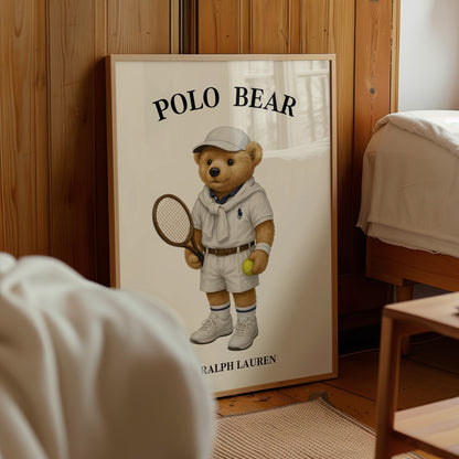 Tennis Polo Bear Poster, Sport Bear Print – Physical Print (D56.0)