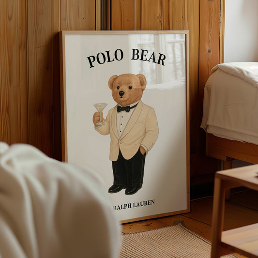 Tuxedo Teddy Bear with Martini Poster