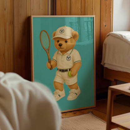Tennis Bear Poster, Digital Download (D30)