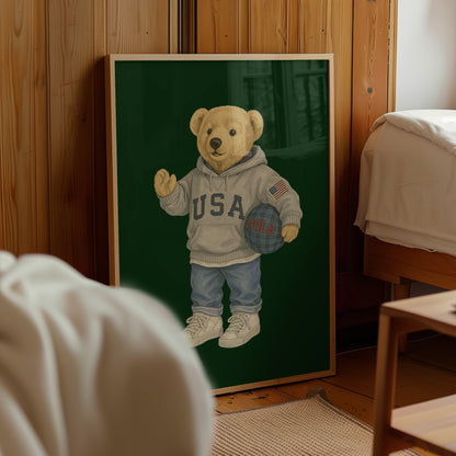 USA Hoodie Bear Poster