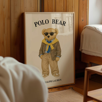 Polo Bear Poster, Cute Nursery Print – Physical Print (D37.0)