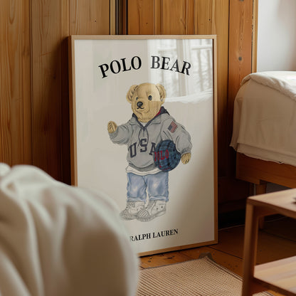 USA Sport Preppy Bear Wall Art