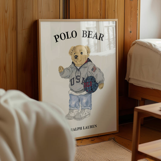 USA Sport Preppy Bear Wall Art