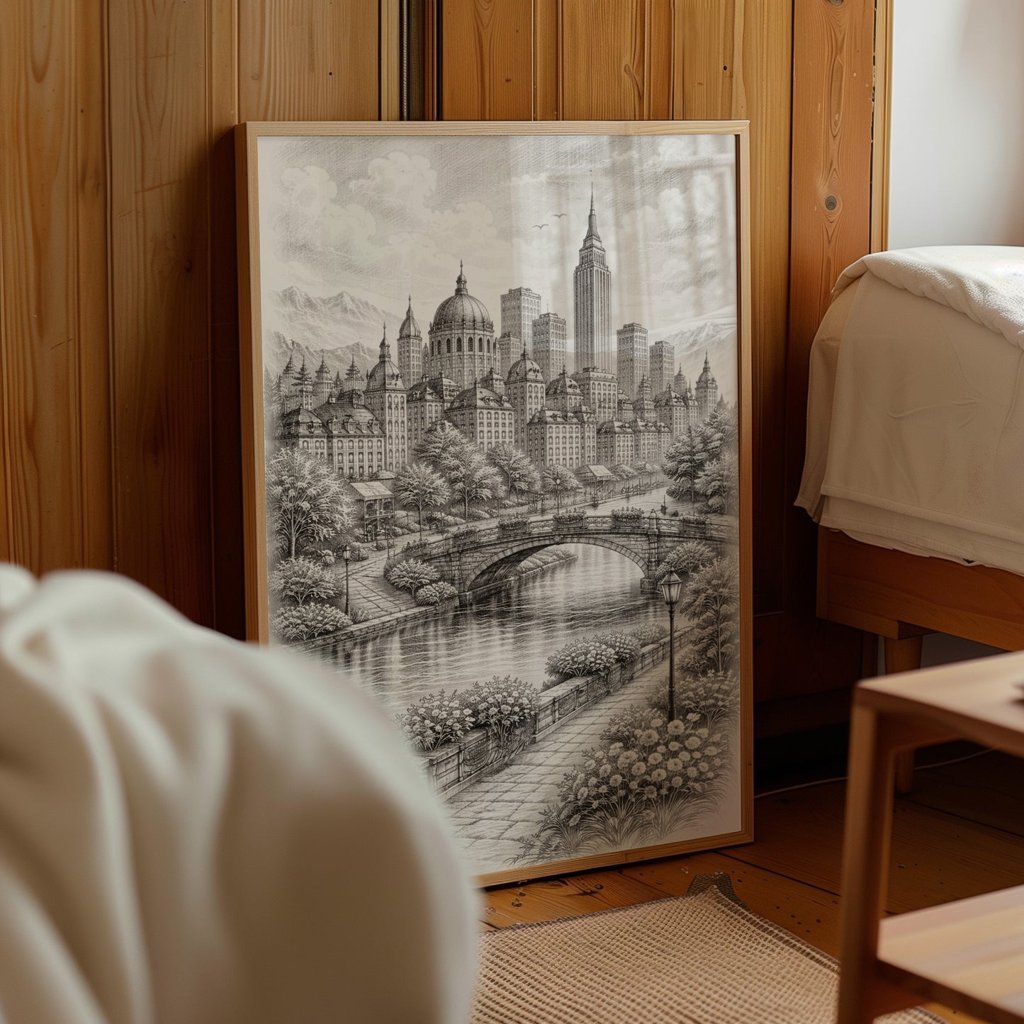 Classical City River Sketch Wall Art