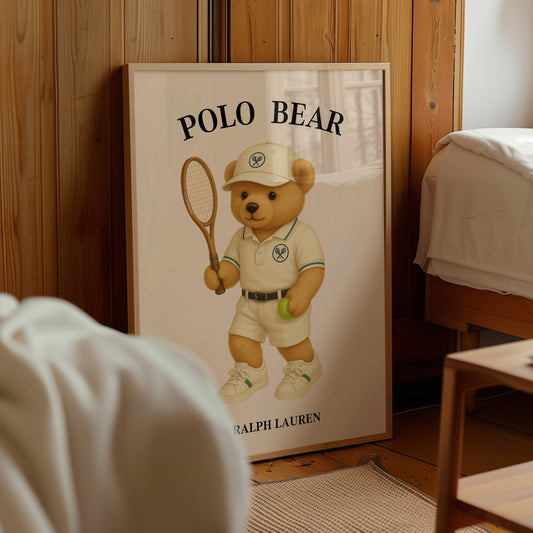 Tennis Bear Poster, Digital Download (D33)
