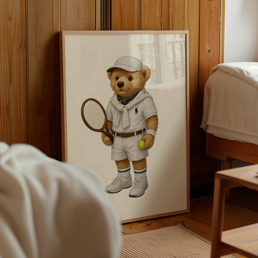 Tennis Polo Bear Poster, Sport Bear Print – Physical Print (D56.1)