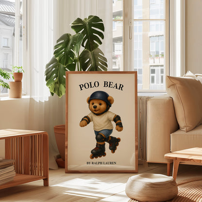 Roller Skaters Bear Poster, Digital Download (D59)