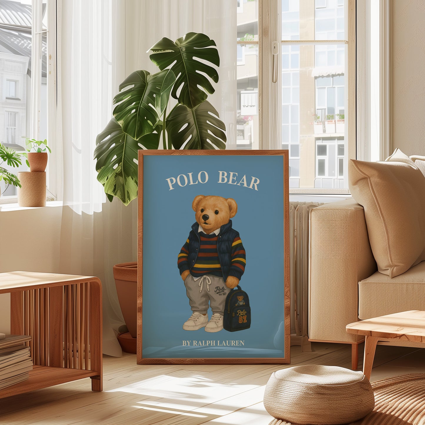 Polo Bear Poster, Cute Bear Print – Physical Print (D42)