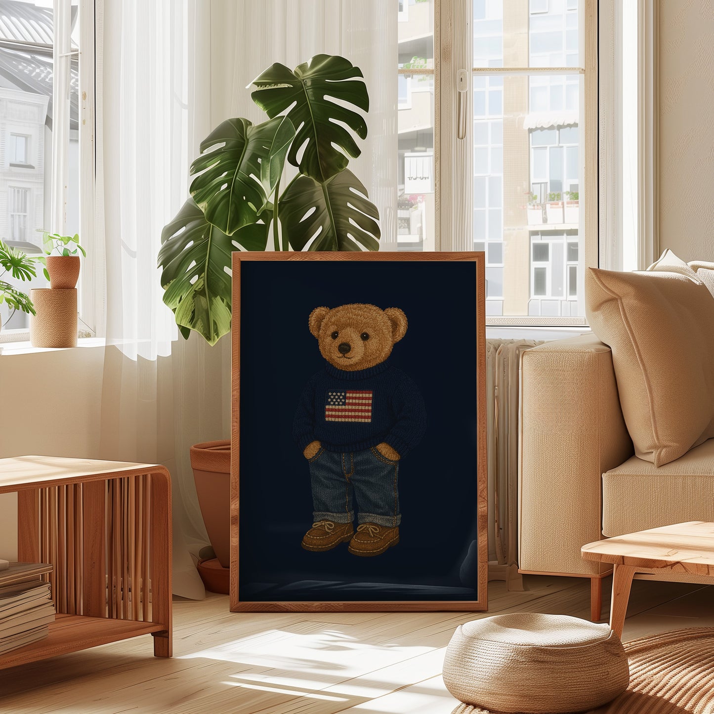 Blue Style Bear Poster, Digital Download (D18)