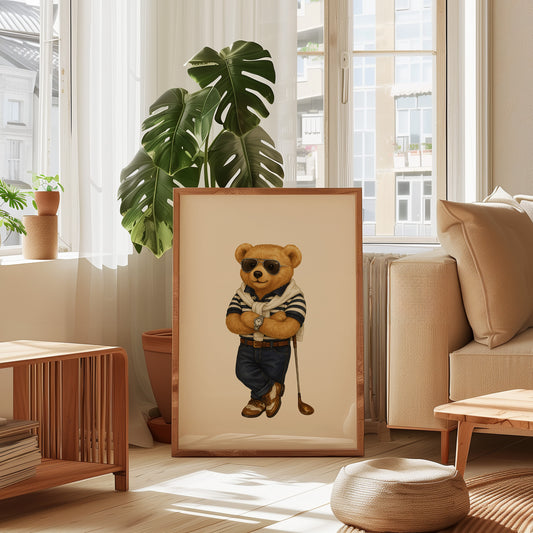 Golf Bear Poster, Digital Download (D48)