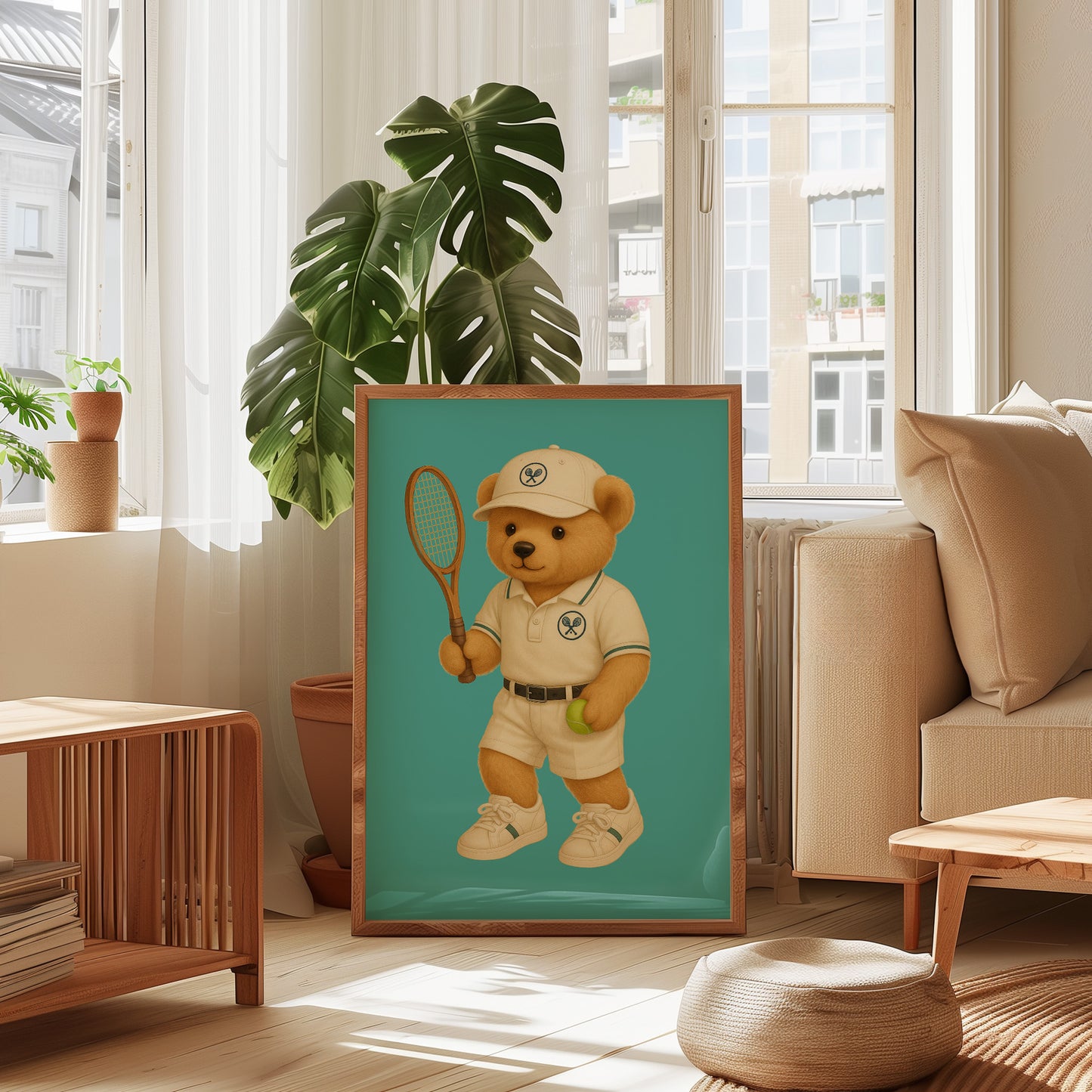 Tennis Bear Poster, Digital Download (D30)