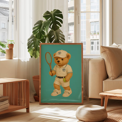 Tennis Bear Poster, Digital Download (D30)