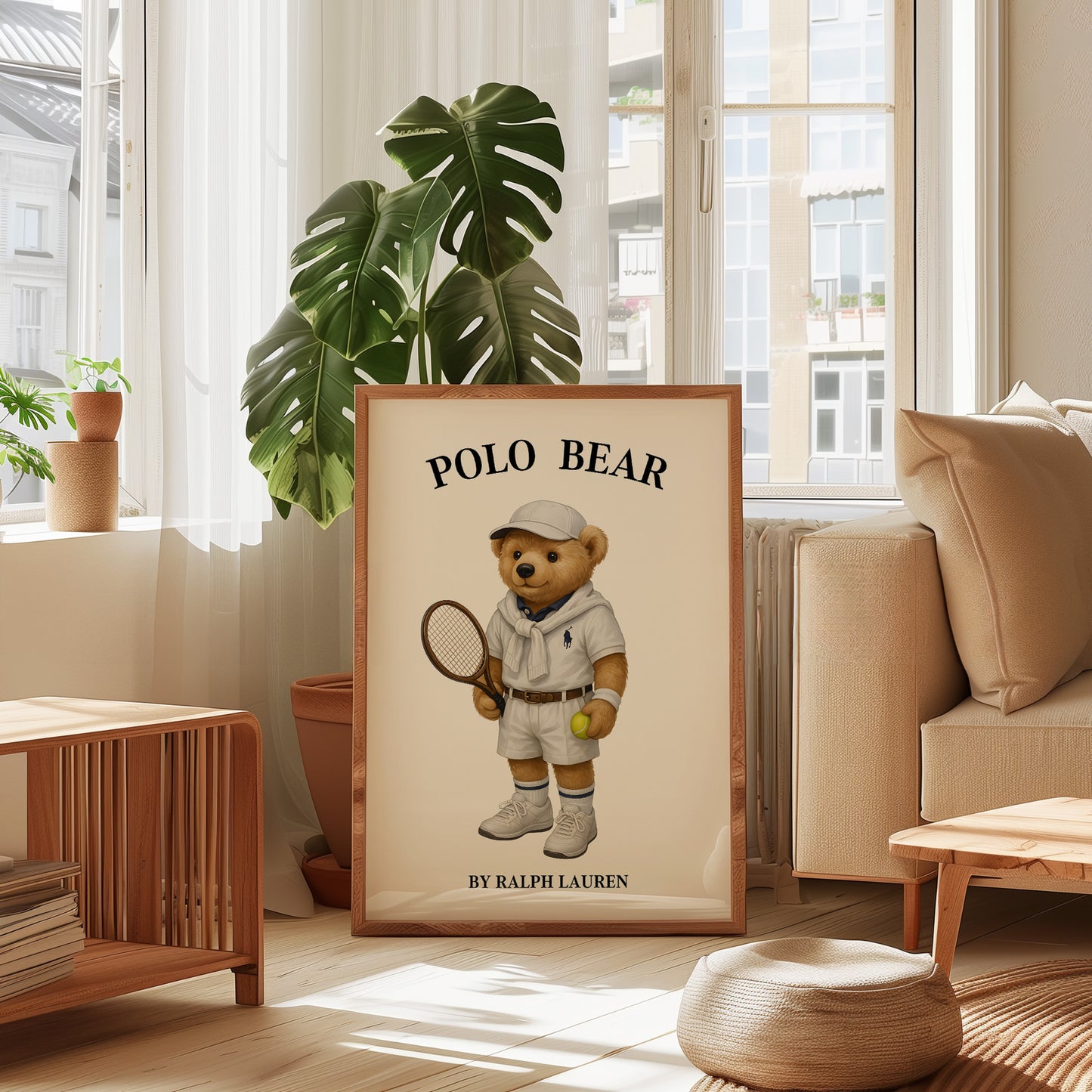 Tennis Polo Bear Poster, Sport Bear Print – Physical Print (D56.0)