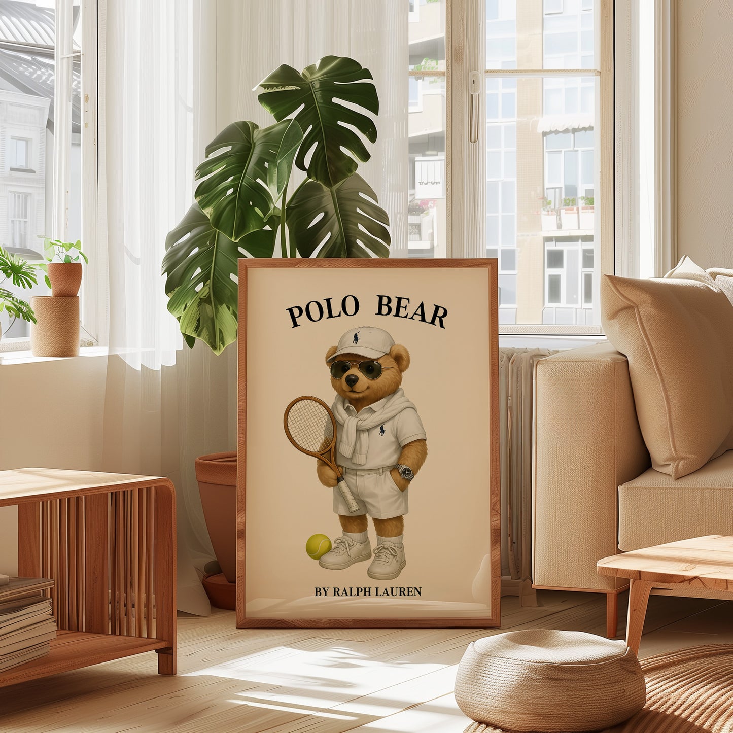 Tennis Polo Bear Poster, Sport Bear Print – Physical Print (D54)